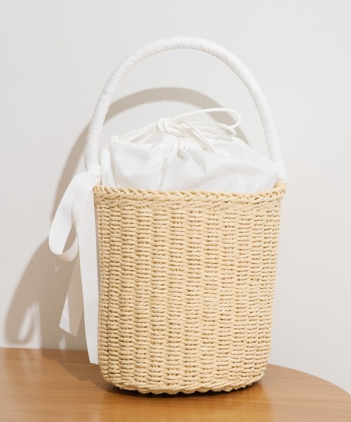 MERLOT（メルロー）の「リボンかごバッグ（かごバッグ・レディース・ホワイト/ブラック/ピンク・FREE）」の14枚目の写真