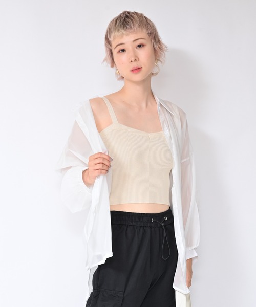 Alite cloth（アリーテクロス）の「無地リブキャミソール（キャミソール・レディース・ホワイト/ブラック/パープル/グレー/ベージュ/グリーン・FREE）」の4枚目の写真