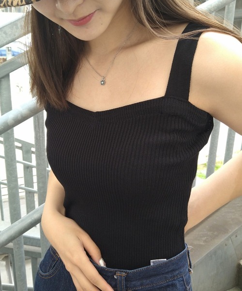 Alite cloth（アリーテクロス）の「無地リブキャミソール（キャミソール・レディース・ホワイト/ブラック/パープル/グレー/ベージュ/グリーン・FREE）」の8枚目の写真