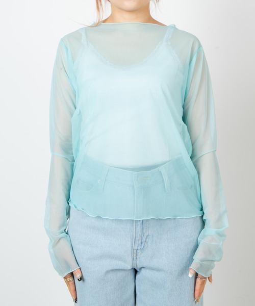 WEGO（ウィゴー）の「WEGO/ワイドスリーブシアーロンT（Tシャツ/カットソー・レディース・サックスブルー/ライム/その他1・FREE）」の17枚目の写真