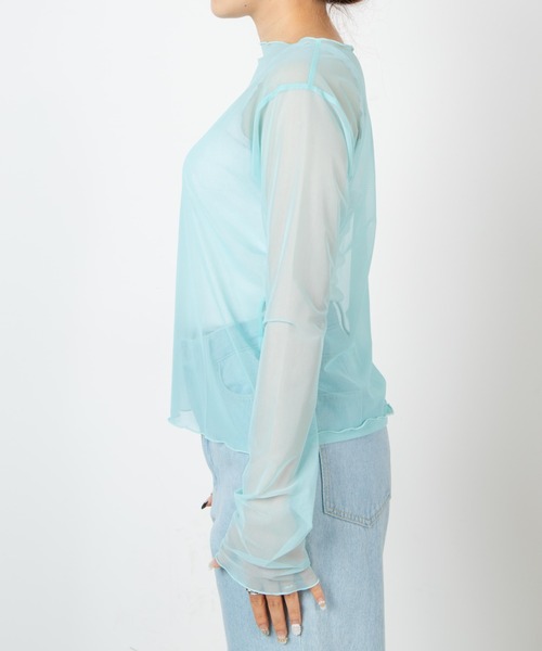 WEGO（ウィゴー）の「WEGO/ワイドスリーブシアーロンT（Tシャツ/カットソー・レディース・サックスブルー/ライム/その他1・FREE）」の18枚目の写真