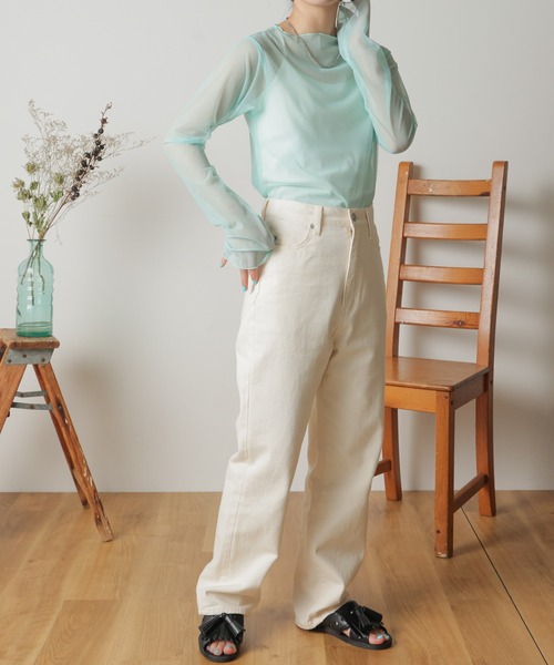 WEGO（ウィゴー）の「WEGO/ワイドスリーブシアーロンT（Tシャツ/カットソー・レディース・サックスブルー/ライム/その他1・FREE）」の8枚目の写真