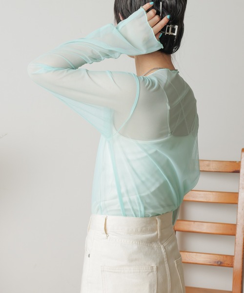 WEGO（ウィゴー）の「WEGO/ワイドスリーブシアーロンT（Tシャツ/カットソー・レディース・サックスブルー/ライム/その他1・FREE）」の11枚目の写真