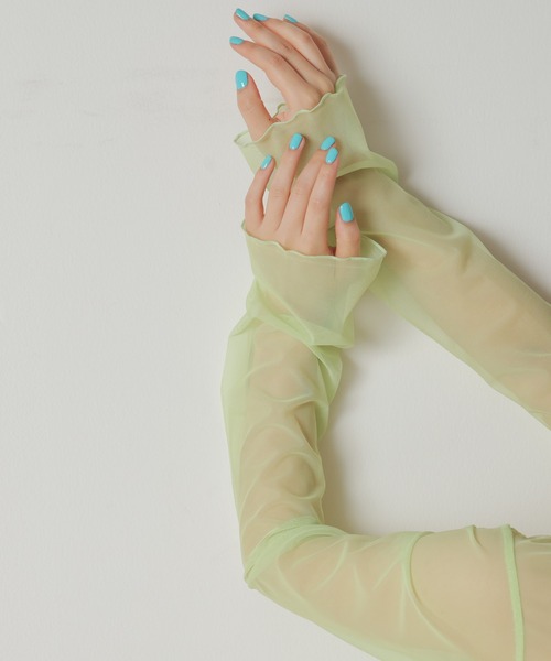 WEGO（ウィゴー）の「WEGO/ワイドスリーブシアーロンT（Tシャツ/カットソー・レディース・サックスブルー/ライム/その他1・FREE）」の7枚目の写真