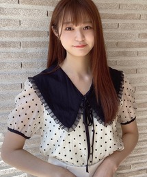 Crea titty&Co. PETIT | 【Crea titty&Co.PETIT】シアードットビックカラーブラウス(シャツ/ブラウス)