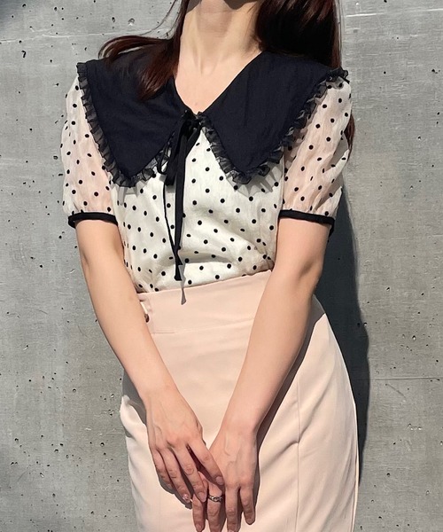 Crea titty&Co. PETIT（クレアティティーアンドコープチ）の「【Crea titty&Co.PETIT】シアードットビックカラーブラウス（シャツ/ブラウス・レディース・アイボリー・FREE）」の3枚目の写真