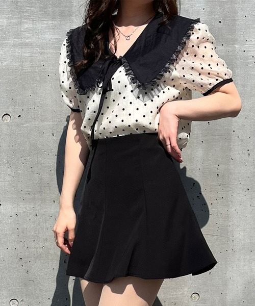 Crea titty&Co. PETIT（クレアティティーアンドコープチ）の「【Crea titty&Co.PETIT】シアードットビックカラーブラウス（シャツ/ブラウス・レディース・アイボリー・FREE）」の9枚目の写真