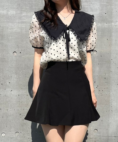 Crea titty&Co. PETIT（クレアティティーアンドコープチ）の「【Crea titty&Co.PETIT】シアードットビックカラーブラウス（シャツ/ブラウス・レディース・アイボリー・FREE）」の7枚目の写真