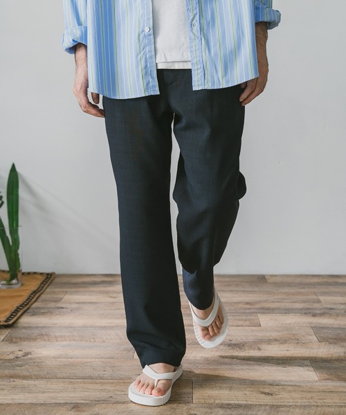 URBAN RESEARCH DOORS（アーバンリサーチドアーズ）の「リネンライクイージーパンツ（その他パンツ・メンズ・ネイビー/ホワイト系その他/カーキ/ブラウン・LARGE/MEDIUM/SMALL）」の4枚目の写真