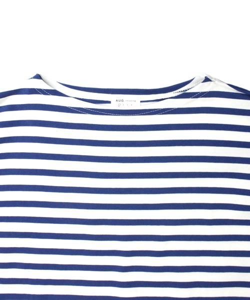 A.U.G. relaxing(オーグリラクシング)の「A.U.G. relaxing ポート N ワイド ミディ Tシャツ (MADE IN JAPAN)(Tシャツ/カットソー・レディース・ホワイト/ホワイト×グレー/ホワイト×ブラウン/ホワイト×ブルー/ホワイト×ブラック/ブラック・FREE)」の8枚目の写真