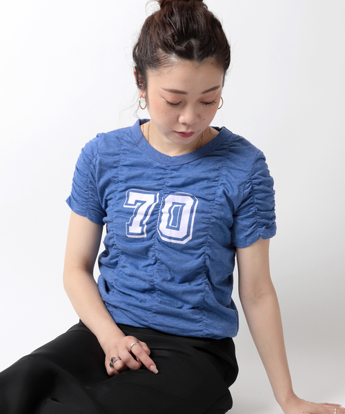 JOINT WORKS（ジョイントワークス）の「シャーリングTシャツ（Tシャツ/カットソー・レディース・ホワイト/ブルー/グリーン・FREE）」の3枚目の写真