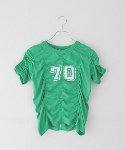 JOINT WORKS（ジョイントワークス）の「シャーリングTシャツ（Tシャツ/カットソー・レディース・ホワイト/ブルー/グリーン・FREE）」の2枚目の写真