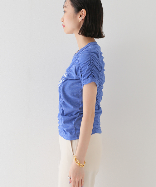 JOINT WORKS（ジョイントワークス）の「シャーリングTシャツ（Tシャツ/カットソー・レディース・ホワイト/ブルー/グリーン・FREE）」の4枚目の写真