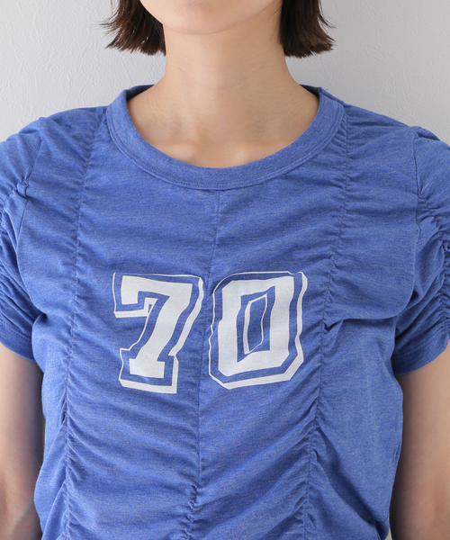 JOINT WORKS（ジョイントワークス）の「シャーリングTシャツ（Tシャツ/カットソー・レディース・ホワイト/ブルー/グリーン・FREE）」の6枚目の写真