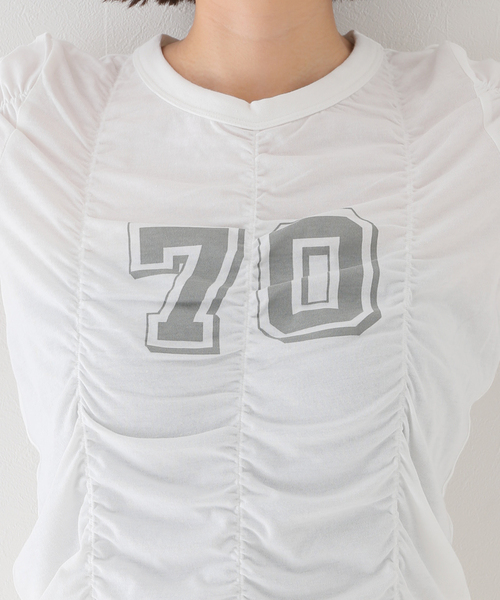 JOINT WORKS（ジョイントワークス）の「シャーリングTシャツ（Tシャツ/カットソー・レディース・ホワイト/ブルー/グリーン・FREE）」の11枚目の写真