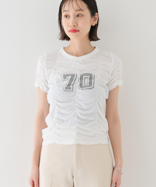 JOINT WORKS（ジョイントワークス）の「シャーリングTシャツ（Tシャツ/カットソー・レディース・ホワイト/ブルー/グリーン・FREE）」の15枚目の写真