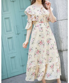 FLOWER PRINT FLARE ONEPIECE（ワンピース）｜CLANE（クラネ）の