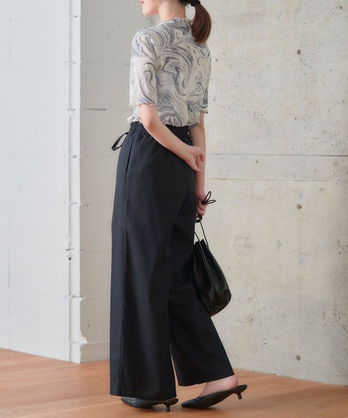 anown（アノン）の「コットンリネンワイドパンツ（その他パンツ・レディース・ブラック/ナチュラル・M）」の5枚目の写真