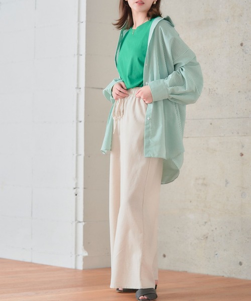 anown（アノン）の「コットンリネンワイドパンツ（その他パンツ・レディース・ブラック/ナチュラル・M）」の9枚目の写真