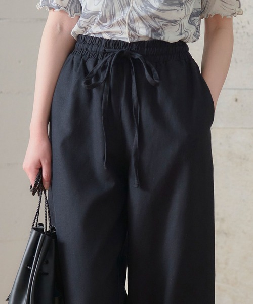 anown（アノン）の「コットンリネンワイドパンツ（その他パンツ・レディース・ブラック/ナチュラル・M）」の10枚目の写真