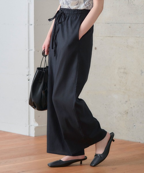 anown（アノン）の「コットンリネンワイドパンツ（その他パンツ・レディース・ブラック/ナチュラル・M）」の16枚目の写真