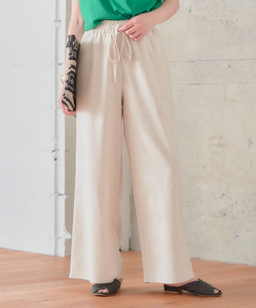 anown（アノン）の「コットンリネンワイドパンツ（その他パンツ・レディース・ブラック/ナチュラル・M）」の3枚目の写真