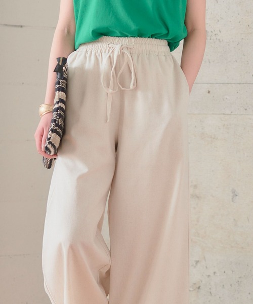 anown（アノン）の「コットンリネンワイドパンツ（その他パンツ・レディース・ブラック/ナチュラル・M）」の12枚目の写真