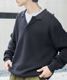 GLOSTER | 【GLOSTER/グロスター】片畦スキッパーポロシャツ ニットポロ ハイゲージ(ニット/セーター)