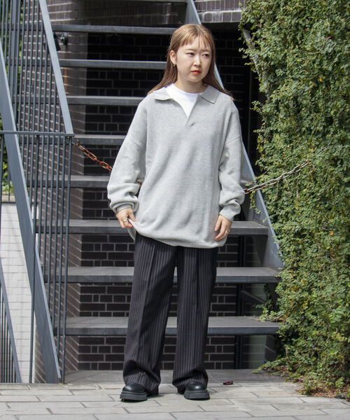 GLOSTER（グロスター）の「【GLOSTER/グロスター】片畦スキッパーポロシャツ ニットポロ ハイゲージ（ニット/セーター・メンズ・ブラック/オリーブ/アイボリー・S/M/L）」の19枚目の写真