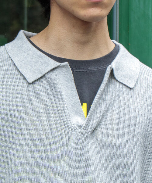 GLOSTER（グロスター）の「【GLOSTER/グロスター】片畦スキッパーポロシャツ ニットポロ ハイゲージ（ニット/セーター・メンズ・ブラック/オリーブ/アイボリー・S/M/L）」の8枚目の写真