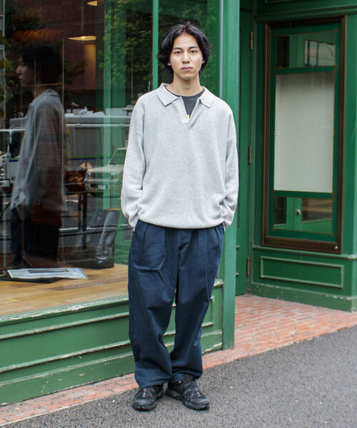 GLOSTER（グロスター）の「【GLOSTER/グロスター】片畦スキッパーポロシャツ ニットポロ ハイゲージ（ニット/セーター・メンズ・ブラック/オリーブ/アイボリー・S/M/L）」の5枚目の写真