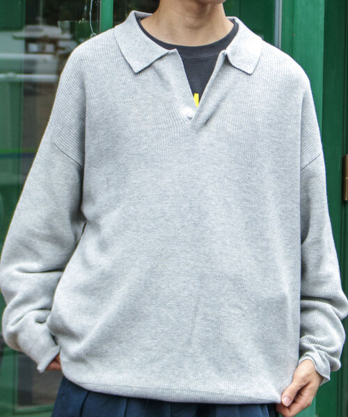 GLOSTER（グロスター）の「【GLOSTER/グロスター】片畦スキッパーポロシャツ ニットポロ ハイゲージ（ニット/セーター・メンズ・ブラック/オリーブ/アイボリー・S/M/L）」の17枚目の写真