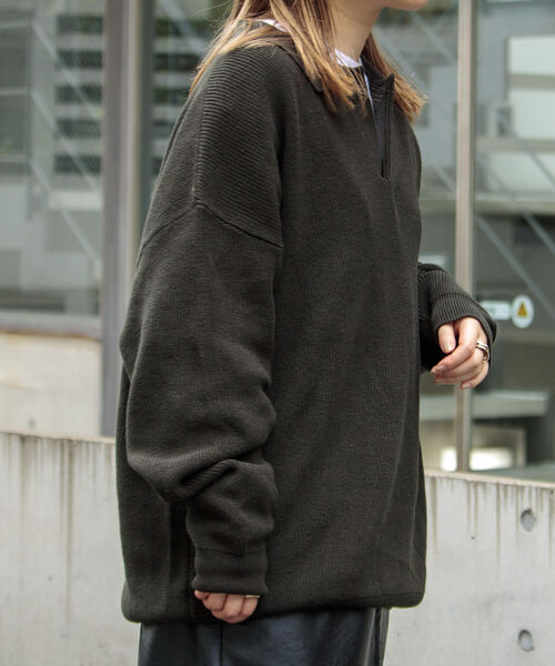 GLOSTER（グロスター）の「【GLOSTER/グロスター】片畦スキッパーポロシャツ ニットポロ ハイゲージ（ニット/セーター・メンズ・ブラック/オリーブ/アイボリー・S/M/L）」の14枚目の写真