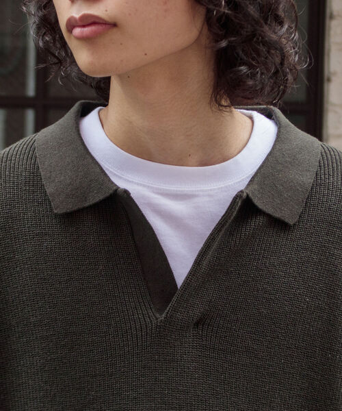 GLOSTER（グロスター）の「【GLOSTER/グロスター】片畦スキッパーポロシャツ ニットポロ ハイゲージ（ニット/セーター・メンズ・ブラック/オリーブ/アイボリー・S/M/L）」の18枚目の写真