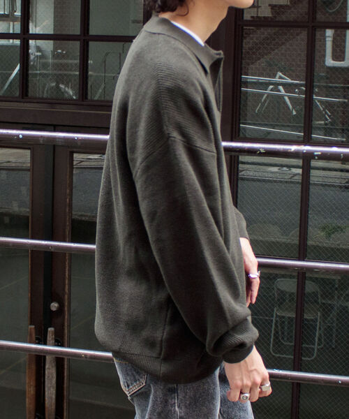 GLOSTER（グロスター）の「【GLOSTER/グロスター】片畦スキッパーポロシャツ ニットポロ ハイゲージ（ニット/セーター・メンズ・ブラック/オリーブ/アイボリー・S/M/L）」の15枚目の写真