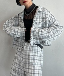 ♡美品♡ ベイジ　CAMBONツイードジャケット　チャコールグレー　雑誌掲載 ♡美品♡ ベイジ CAMBONツイードジャケット チャコールグレー