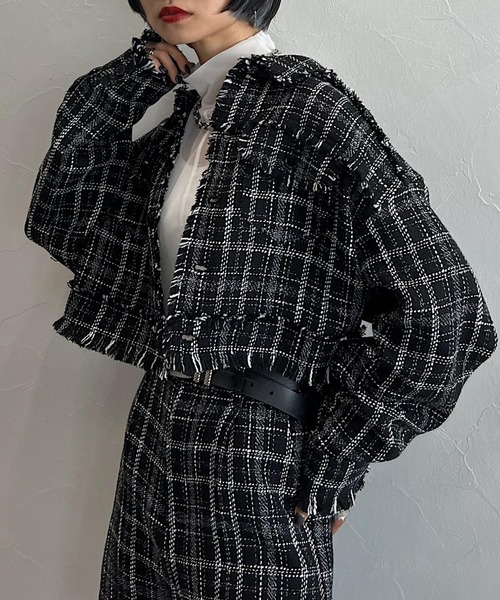 ♡美品♡ ベイジ CAMBONツイードジャケット チャコールグレー 雑誌掲載