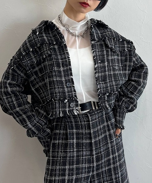 ♡美品♡ ベイジ　CAMBONツイードジャケット　チャコールグレー　雑誌掲載 ♡美品♡ ベイジ CAMBONツイードジャケット チャコールグレー