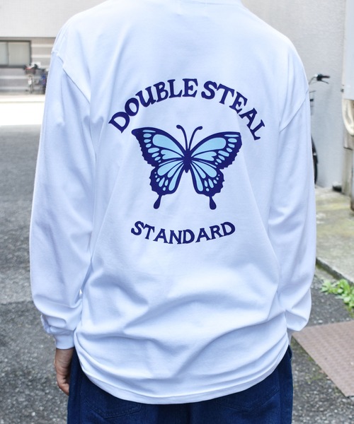 DOUBLE STEAL(ダブルスティール)の「Butterfly Round Logo L/S TEE 長袖Tシャツ(Tシャツ/カットソー・メンズ・ホワイト/ブラック/トップグレー・MEDIUM/LARGE/X-LARGE/XX-LARGE)」の2枚目の写真