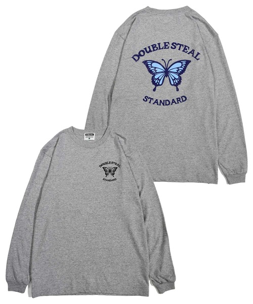 DOUBLE STEAL(ダブルスティール)の「Butterfly Round Logo L/S TEE 長袖Tシャツ(Tシャツ/カットソー・メンズ・ホワイト/ブラック/トップグレー・MEDIUM/LARGE/X-LARGE/XX-LARGE)」の1枚目の写真