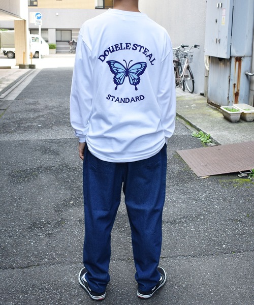 DOUBLE STEAL(ダブルスティール)の「Butterfly Round Logo L/S TEE 長袖Tシャツ(Tシャツ/カットソー・メンズ・ホワイト/ブラック/トップグレー・MEDIUM/LARGE/X-LARGE/XX-LARGE)」の4枚目の写真