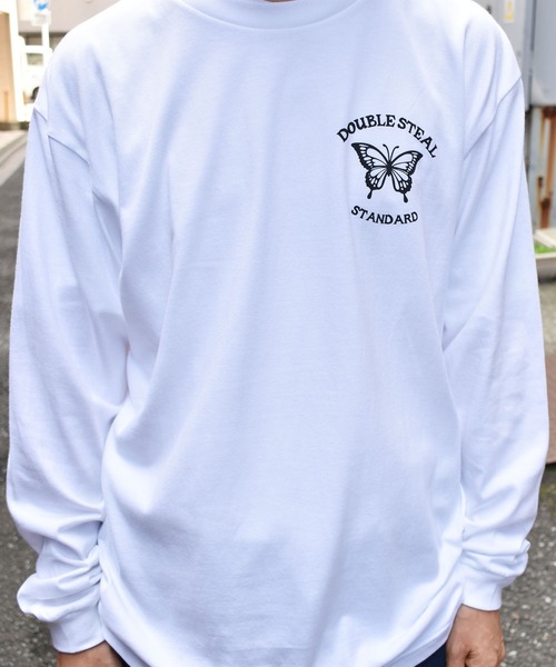 DOUBLE STEAL(ダブルスティール)の「Butterfly Round Logo L/S TEE 長袖Tシャツ(Tシャツ/カットソー・メンズ・ホワイト/ブラック/トップグレー・MEDIUM/LARGE/X-LARGE/XX-LARGE)」の7枚目の写真