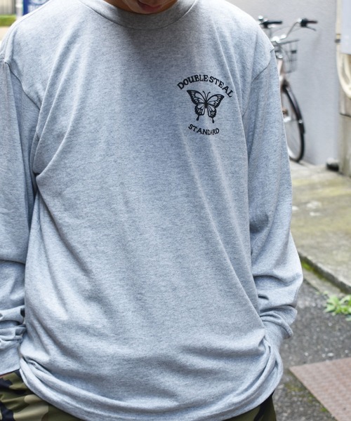 DOUBLE STEAL(ダブルスティール)の「Butterfly Round Logo L/S TEE 長袖Tシャツ(Tシャツ/カットソー・メンズ・ホワイト/ブラック/トップグレー・MEDIUM/LARGE/X-LARGE/XX-LARGE)」の17枚目の写真