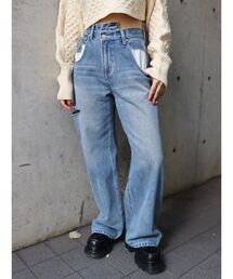 EVRIS | リメイクサイドスラッシュワイドデニムパンツ(デニムパンツ)