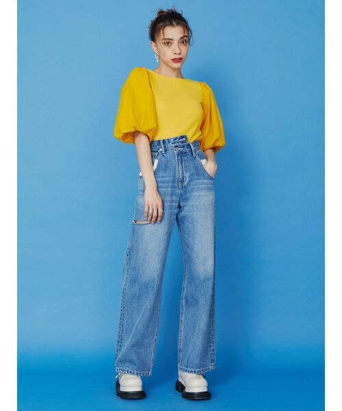 EVRIS（エヴリス）の「リメイクサイドスラッシュワイドデニムパンツ（デニムパンツ・レディース・ライトブルー/インディゴブルー・SMALL/MEDIUM）」の6枚目の写真