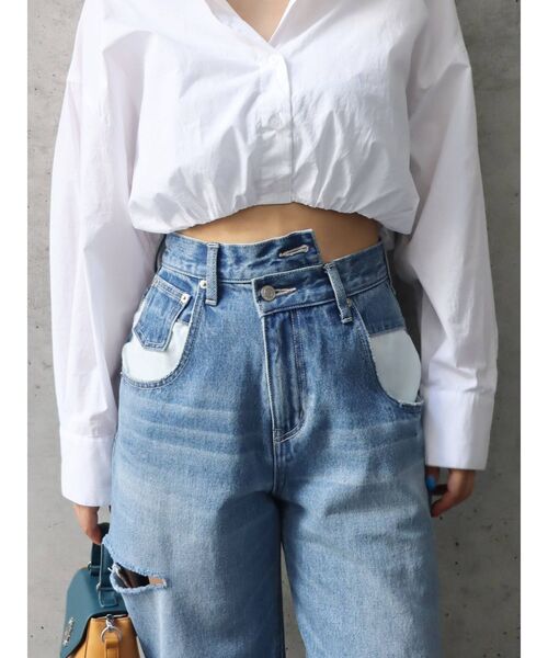 EVRIS（エヴリス）の「リメイクサイドスラッシュワイドデニムパンツ（デニムパンツ・レディース・ライトブルー/インディゴブルー・SMALL/MEDIUM）」の15枚目の写真