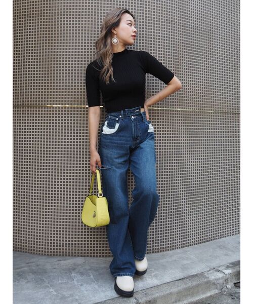 EVRIS（エヴリス）の「リメイクサイドスラッシュワイドデニムパンツ（デニムパンツ・レディース・ライトブルー/インディゴブルー・SMALL/MEDIUM）」の14枚目の写真