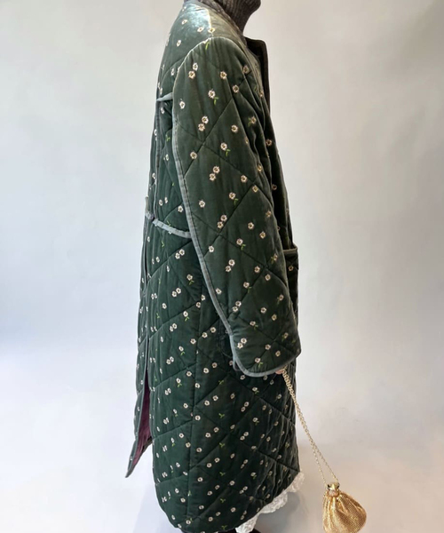 IENA LA BOUCLE ベロア刺繍キルティングコート 定価9万3500円