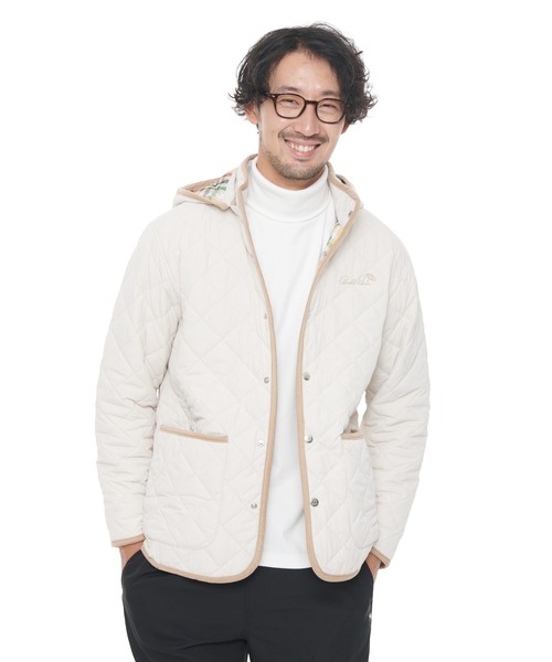 Arnold Palmer（アーノルドパーマー）の「シェア キルティング フード ミドルコート（モッズコート・レディース・ネイビー/アイボリー・LL/S/M/L/XS）」の2枚目の写真