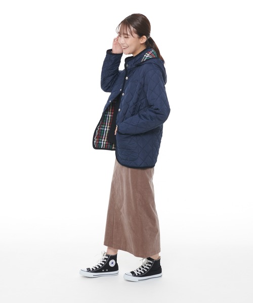 Arnold Palmer（アーノルドパーマー）の「シェア キルティング フード ミドルコート（モッズコート・レディース・ネイビー/アイボリー・LL/S/M/L/XS）」の12枚目の写真